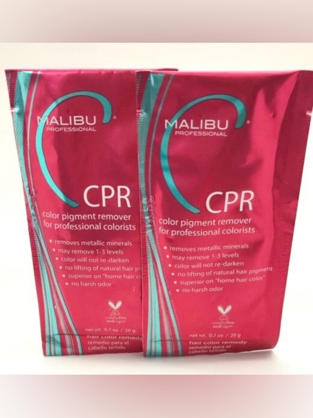 NEW 2 Malibu C CPR Packets, Hair Color and Stain Remover